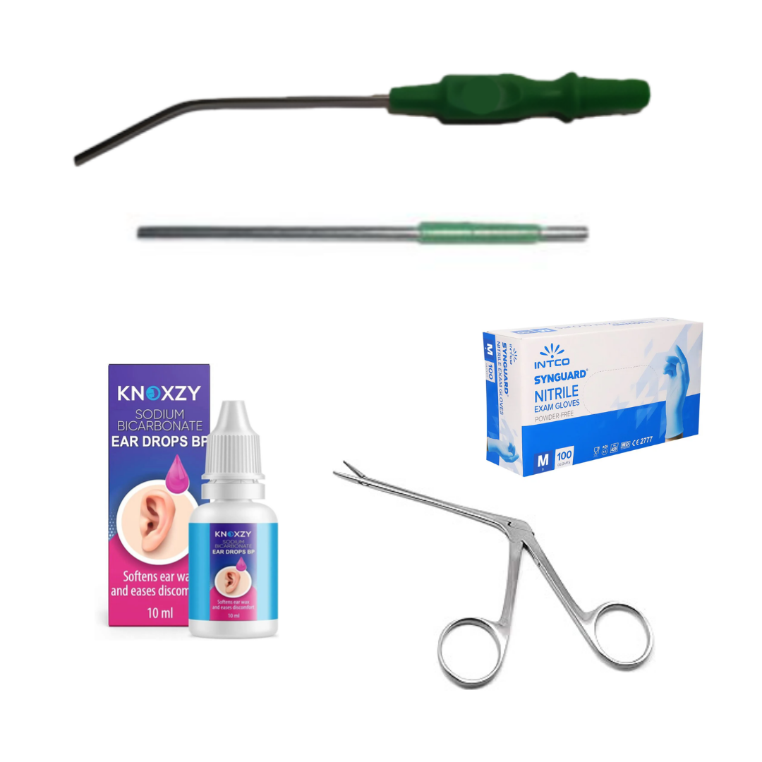 75 sterile Zoellner + 25 Fine Ends +100 Medium nitrile gloves + 1 croc Forcep + 10ml of Sodium Bicarbonate drops